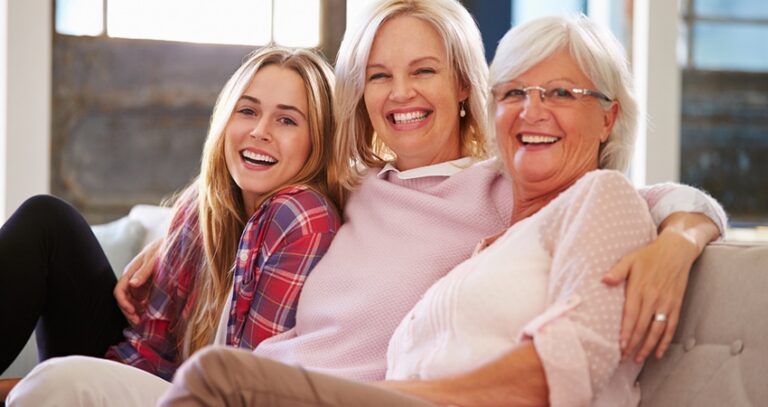 3 Women Of Different Generations Seated Together And Happy