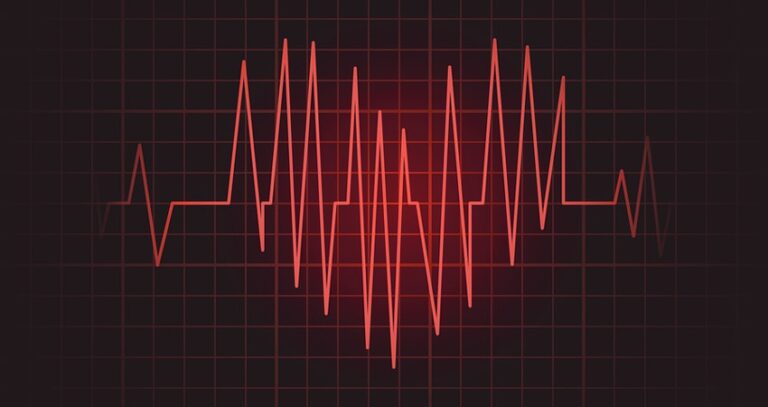 A Red Heart Drawn Using EKG Printout Lines